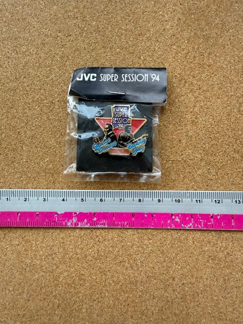 JVC Super Session '94 Enamel Pin — George Benson & Buddy Guy (Made in Japan, Unopened)