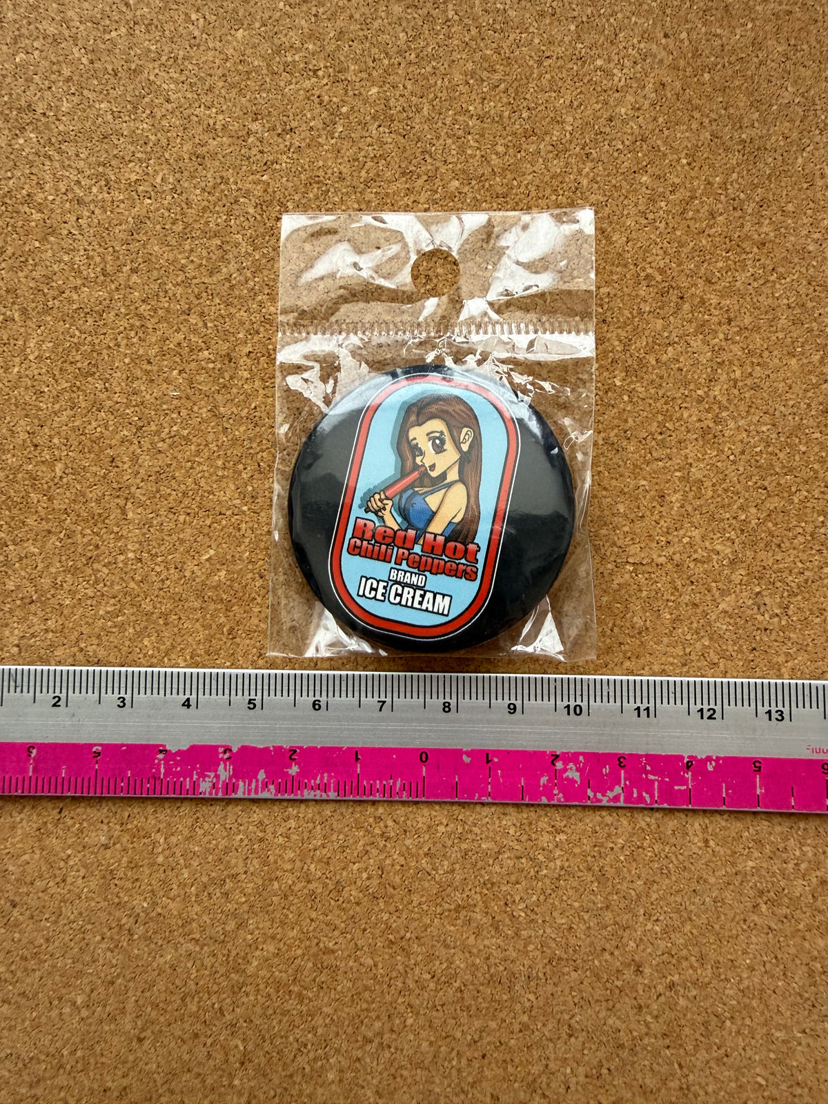 Red Hot Chili Peppers "Brand Ice Cream" Badge — Vintage Japanese Promo Design, Unopened (approx. 57mm)