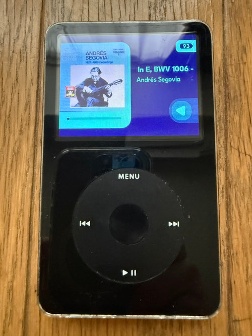 Restored iPod 5th gen playing music on Rockbox — Wolfson DAC, 512GB, hand-restored in Tokyo