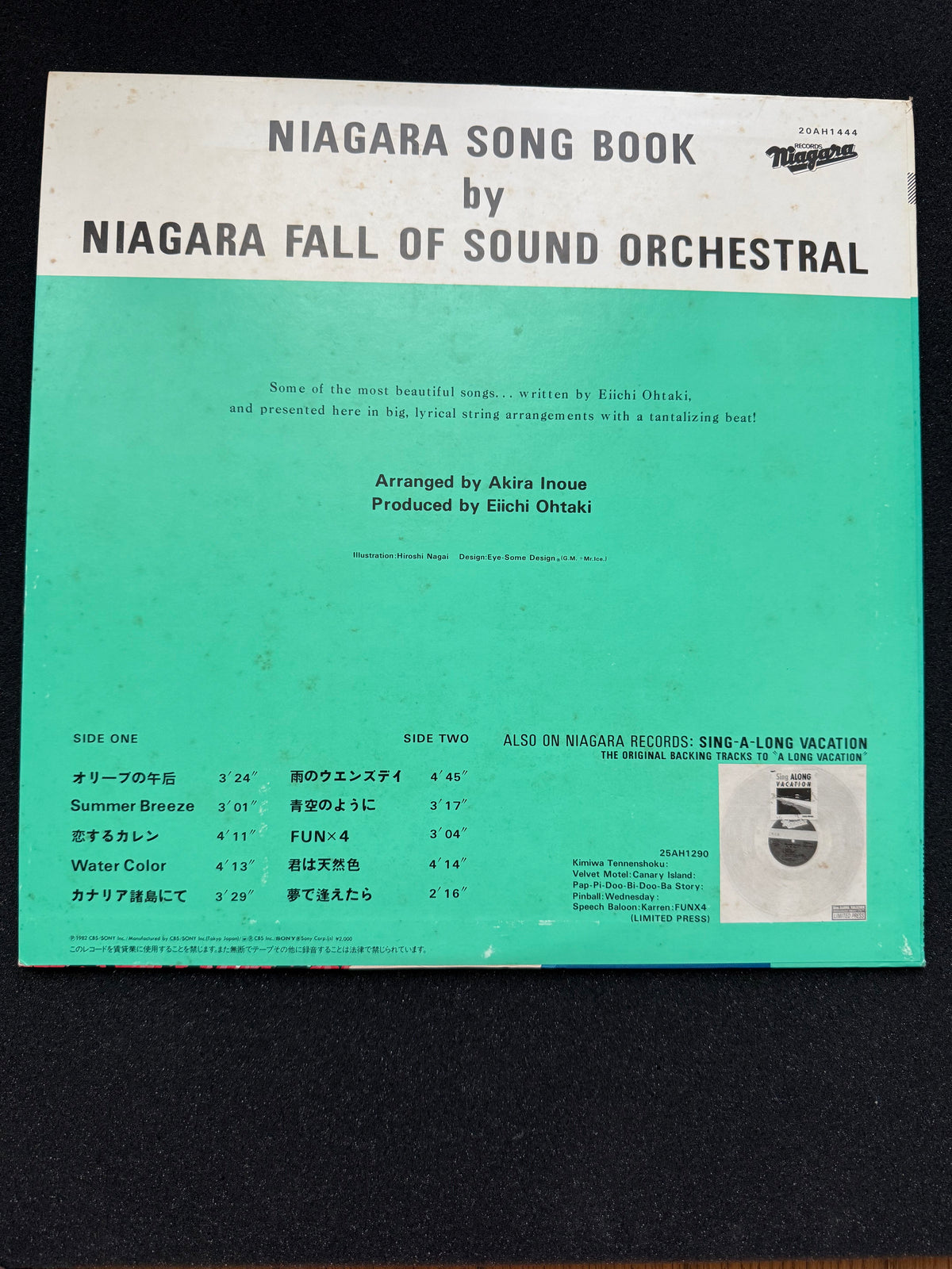 NIAGARA FALL OF SOUND ORCHESTRAL — Niagara Song Book Produced by Eiichi Ohtaki · Cover by Hiroshi Nagai · Niagara / CBS-Sony 20AH 1444